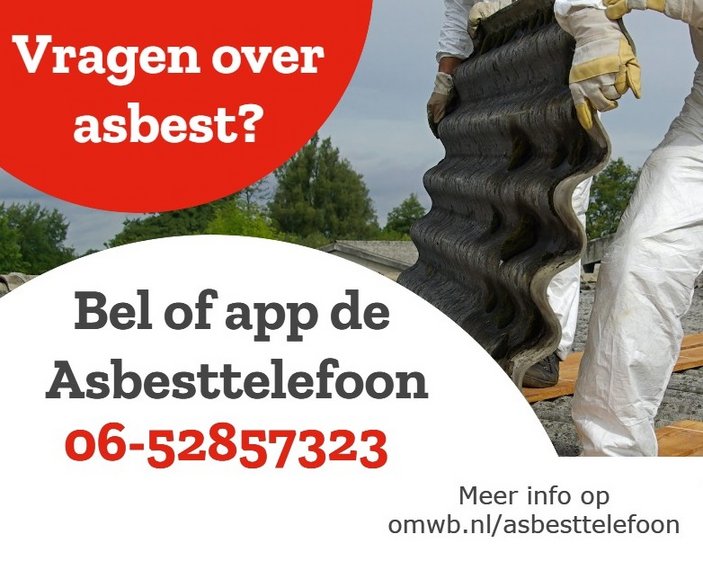 Bel de Asbesttelefoon bij vragen over asbest.